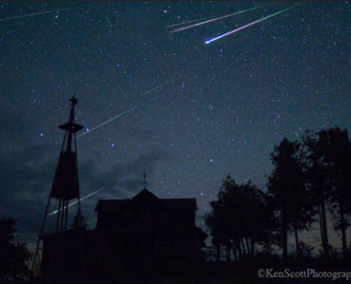 Perseid Meteors over Cathead Point by Ken Scott Photography