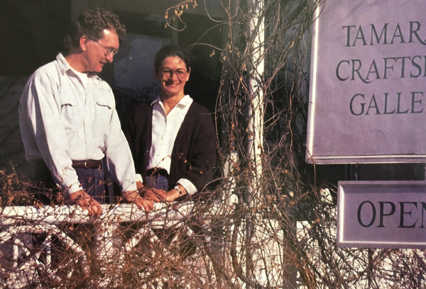 David and Sally on the front porch of Tamarack in 1992.Courtesy Traverse, the Magazine, January 1992