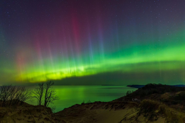Aurora Borealis Dancing over Sleeping Bear by Captures by Ethan