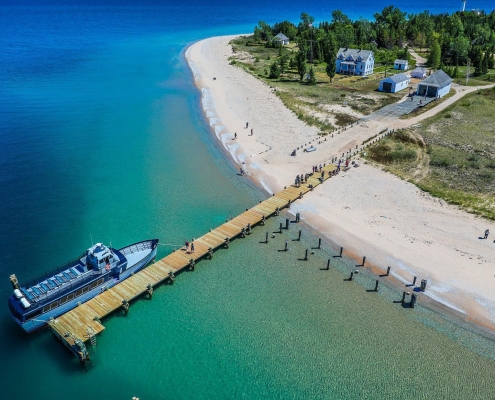 Mishe Mokwa at South Manitou Dock by Manitou Island Transit